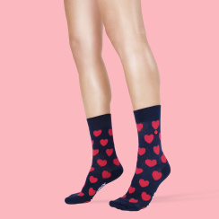 Unabux Socke - MY LOVE, dunkelblau mit roten Herzen