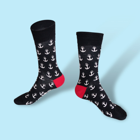 Unabux chaussette - CAPTAIN, sombre bleu avec blanc ancres