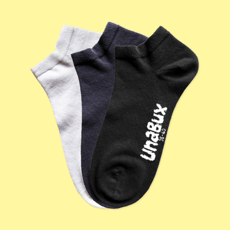 Unabux sneaker low-cut-socks 3er-Pack BLACK AND WHITE, three pairs socks solid color inblack, dark grey and white