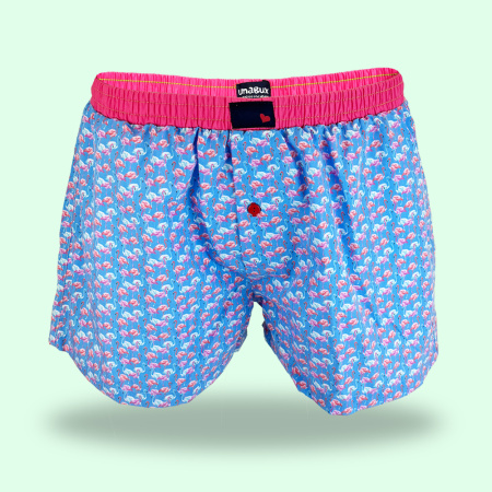 Unabux boxer shorts FLAMINGO, lightblue and pink with famingos