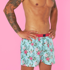 Unabux boxer shorts FLOWERPOWER, floral pattern with pink, mint and white