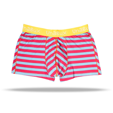 Unabux Trunk Leonardo, magenta and blue stripes with yellow rubberband