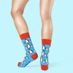 Unabux sock - MY LOVE, dark blue with red hearts