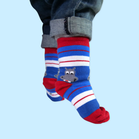 Unabux sock - MY LOVE, dark blue with red hearts