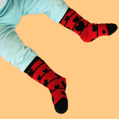 Unabux Socke - MY LOVE, dunkelblau mit roten Herzen