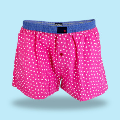 Unabux boxer shorts PINK HEARTS, pink shorts with white...