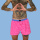 Unabux boxer shorts PINK HEARTS, pink shorts with white hearts and blue seam