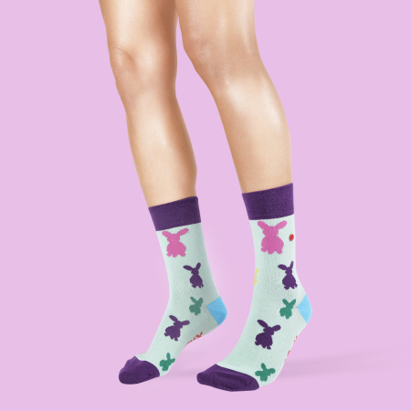 Unabux sock - MY LOVE, dark blue with red hearts