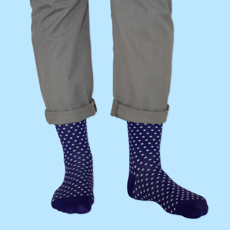 Unabux sock - MY LOVE, dark blue with red hearts