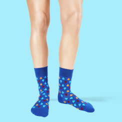 Unabux sock - MY LOVE, dark blue with red hearts