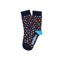 Unabux sock - SMALL HEARTS, blue with multicolor hearts