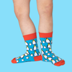 Unabux sock - MY LOVE, dark blue with red hearts