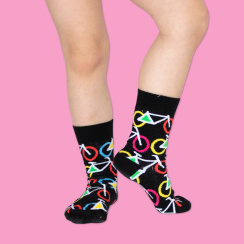 Unabux sock - MY LOVE, dark blue with red hearts