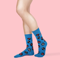 Unabux sock - MY LOVE, dark blue with red hearts