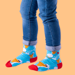 Unabux sock - MY LOVE, dark blue with red hearts