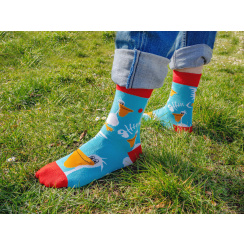 Unabux sock - MY LOVE, dark blue with red hearts